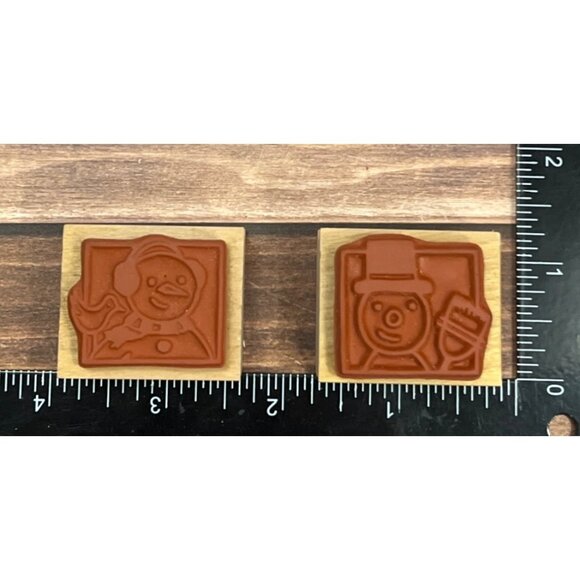 HTF A MUSE 2134C DONALD & 2135C EDWARD WOOD MOUNTED RUBBER STAMPS SNOWMAN FROSTY - Picture 4 of 4